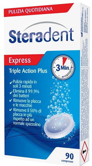 STERADENT TRIPLE ACTION PLUS 90 COMPRESSE PULENTI - Farmacia Dott. Pasquale Russo