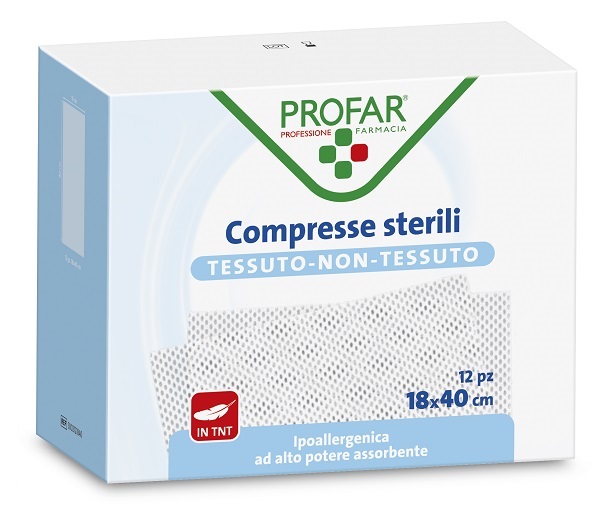 GARZA COMPRESSA TESSUTO NON TESSUTO 18X40 CM 12 PEZZI PROFAR - Farmacia Dott. Pasquale Russo