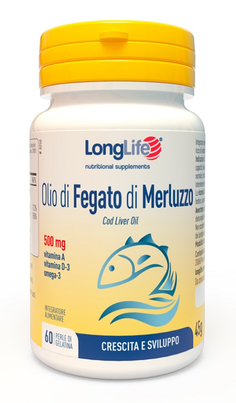 LONGLIFE OLIO FEGATO MERLUZZO 500 MG 60 PERLE IN GELATINA - Farmacia Dott. Pasquale Russo