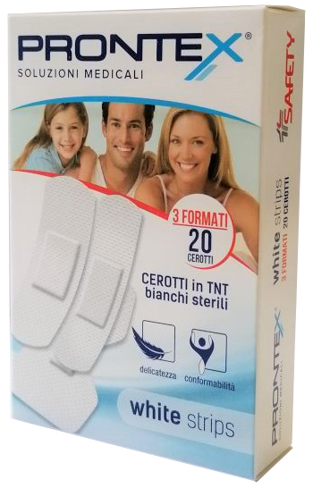 CEROTTO PRONTEX WHITE STRIPS IN TESSUTO NON TESSUTO BIANCO STERILE 3 FORMATI 20 PEZZI - Farmacia Dott. Pasquale Russo