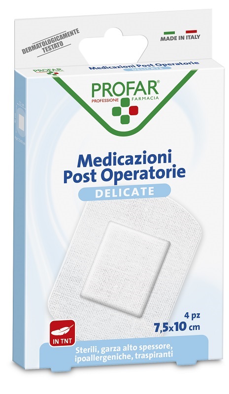 MEDICAZIONE POST OPERATORIA STERILE GARZA ANTIADERENTE 7,5X10 CM 4 PEZZI PROFAR - Farmacia Dott. Pasquale Russo