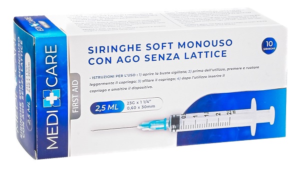 SIRINGA SOFT CAPACITA' 2,5ML AGO GAUGE 23 CONFEZIONE 10 PEZZI GAMMADIS - Farmacia Dott. Pasquale Russo