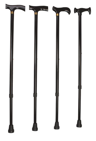 BASTONE BRIO PIEGHEVOLE IN ALLUMINIO ANODIZZATO CON PUNTALI ANTISCIVOLO REGOLABILE IN ALTEZZA DA 77,5 A 87,5CM NERO IMPUGNATURA IN LEGNO - Farmacia Dott. Pasquale Russo