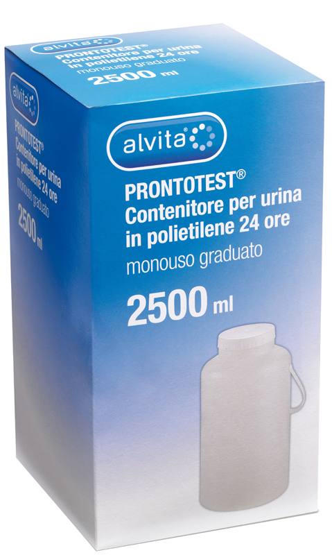CONTENITORE PER URINA ALVITA PRONTOTEST IN POLIETILENE 24 ORE GRADUATO 2500ML - Farmacia Dott. Pasquale Russo