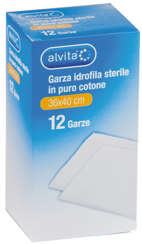GARZA IDROFILA IN PURO COTONE ALVITA 36X40CM 12 PEZZI - Farmacia Dott. Pasquale Russo