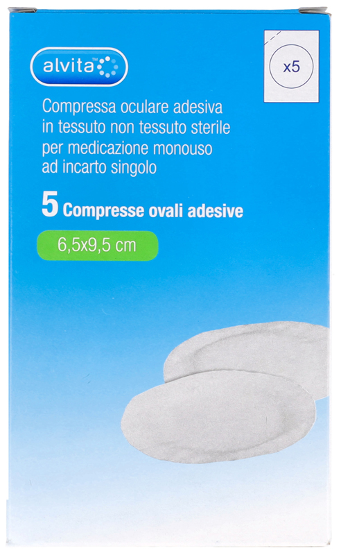 COMPRESSA OCULARE AUTOADESIVA ALVITA TNT OVALI 6,5X9,5CM 5 PEZZI - Farmacia Dott. Pasquale Russo