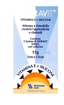 PLACCA IN SILICONE E VITAMINA E SIFRAVIT DIMENSIONI 3X12CM. INDICATA NEL TRATTAMENTO DI CHELOIDI E CICATRICI IPERTROFICHE CONSEGUENTI AD INTERVENTI C HIRURGICI, USTIONI, E FERITE - Farmacia Dott. Pasquale Russo