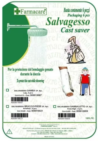 SALVAGESSO PER GAMBALETTO UTILE PER LA PROTEZIONE DEL GESSO DURANTE LA DOCCIA 6 PEZZI - Farmacia Dott. Pasquale Russo