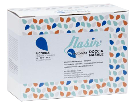 NASIR LAVAGGIO NASALE SOLUZIONE FISIOLOGICA ISOTONICA STERILE SCATOLA CON 4 SACCHE 500ML 4 BLISTER 1 VENTOSA - Farmacia Dott. Pasquale Russo