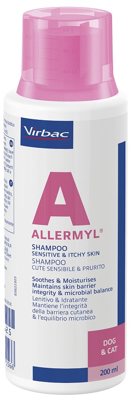 ALLERMYL SHAMPOO PER CUTE SENSIBILE E PRURITO CANE E GATTO 200 ML - Farmacia Dott. Pasquale Russo