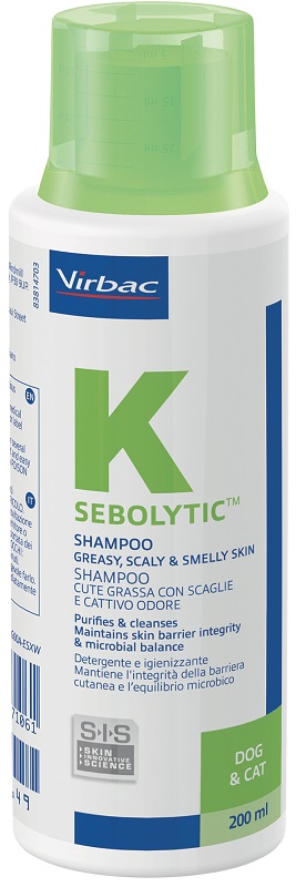 SEBOLYTIC SHAMPOO CUTE GRASSA CON SCAGLIE E CATTIVO ODORE CANE E GATTO 200 ML - Farmacia Dott. Pasquale Russo