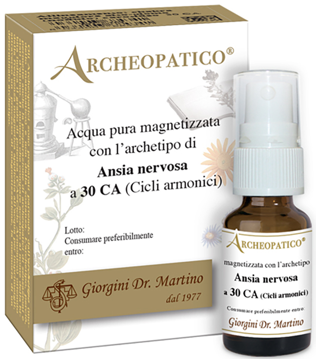 ARCHEOPATICO ACQUA PURA MAGNETIZZATA CON ARCHETIPO ANSIA NERVOSA A 30 CICLI ARMONICI 10 ML - Farmacia Dott. Pasquale Russo