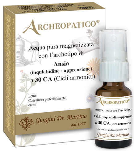 ARCHEOPATICO ACQUA PURA MAGNETIZZATA CON ARCHETIPO ANSIA INQUIETUDINE E APPRENSIONE A 30 CICLI ARMONICI 10 ML - Farmacia Dott. Pasquale Russo