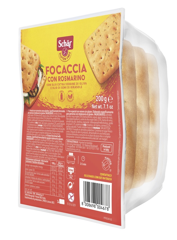 SCHAR FOCACCIA CON ROSMARINO SENZA LATTOSIO 200 G - Farmacia Dott. Pasquale Russo