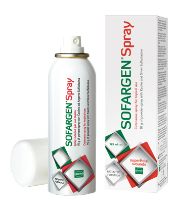 MEDICAZIONE IN POLVERE SPRAY CON CAOLINO E ARGENTO SULFADIAZINA 1% SOFARGEN SPRAY 10 G BOMBOLETTA PRESSURIZZATA 125 ML - Farmacia Dott. Pasquale Russo