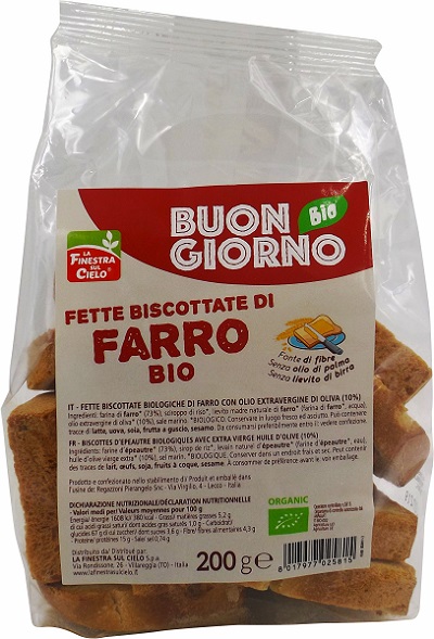 FSC FETTE BISCOTTATE DI FARRO SENZA LIEVITO DI BIRRA BIO CON OLIO EXTRAVERGINE DI OLIVA 200 G - Farmacia Dott. Pasquale Russo