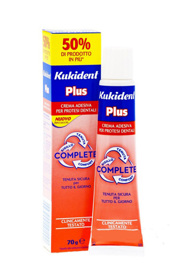 KUKIDENT PLUS COMPLETE CREMA ADESIVA PER PROTESI DENTARIE 70 G - Farmacia Dott. Pasquale Russo
