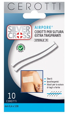 CEROTTO SILVER CROSS SUT AIRPORE 6,4X108 10 PEZZI - Farmacia Dott. Pasquale Russo
