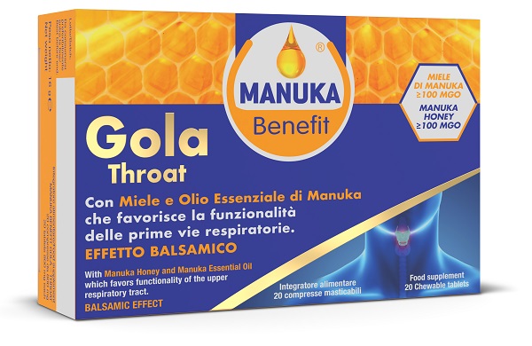 MANUKA BENEFIT GOLA THROAT 20 COMPRESSE MASTICABILI - Farmacia Dott. Pasquale Russo