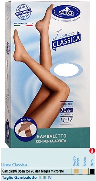 SAUBER GAMBALETTO OPEN TOE MAGLIA MICRORETE 70 DEN COLORE MEDIO TAGLIA 3 LINEA CLASSICA - Farmacia Dott. Pasquale Russo