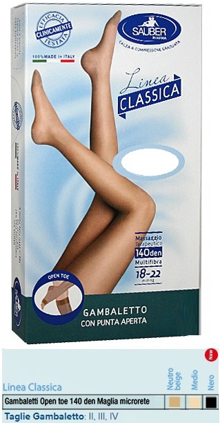 SAUBER GAMBALETTO OPEN TOE MAGLIA MICRORETE 140 DEN COLORE MEDIO TAGLIA 4 LINEA CLASSICA - Farmacia Dott. Pasquale Russo