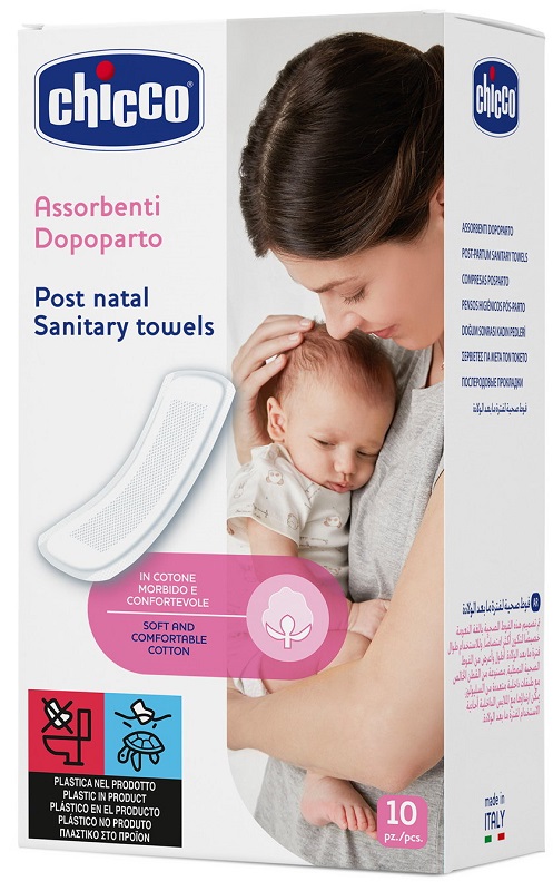 CHICCO MAMMA DONNA ASSORBENTI POSTPARTO COTONE 10 PEZZI - Farmacia Dott. Pasquale Russo