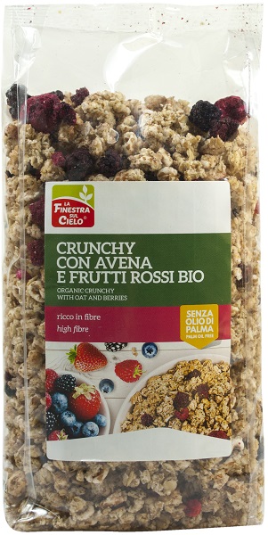FSC CRUNCHY CON AVENA E FRUTTI ROSSI BIO AD ALTO CONTENUTO DI FIBRE CON OLIO DI GIRASOLE SENZA OLIO DI PALMA 375 G - Farmacia Dott. Pasquale Russo