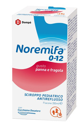 SCIROPPO PEDIATRICO ANTIREFLUSSO NOREMIFA 0-12 FLACONE 200 ML GUSTO PANNA E FRAGOLA - Farmacia Dott. Pasquale Russo