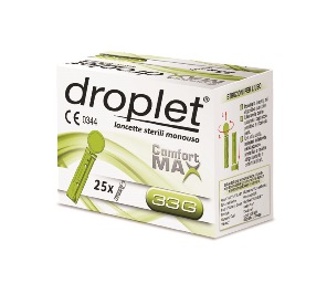 LANCETTE PUNGIDITO DROPLET COMFORT MAX GAUGE 33 25 PEZZI - Farmacia Dott. Pasquale Russo