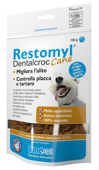 RESTOMYL DENTALCROC CANI TAGLIA MEDIA GRANDE E GIGANTE BUSTA 150 G - Farmacia Dott. Pasquale Russo