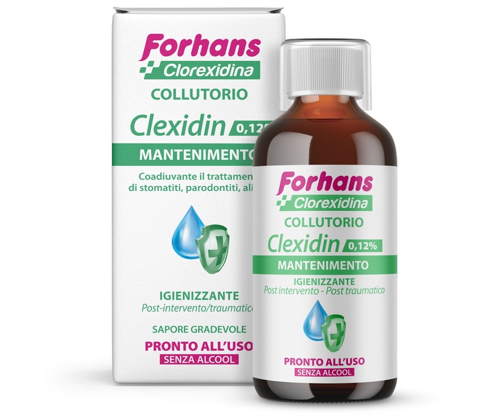 FORHANS COLLUTORIO CON CLOREXIDINA 0,12 CLEXIDIN SENZA ALCOOL 200 ML - Farmacia Dott. Pasquale Russo