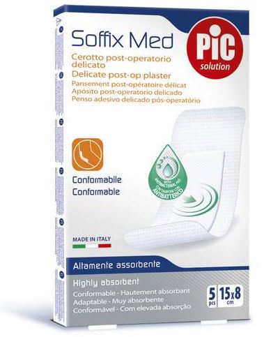 CEROTTO PIC SOFFIX MED IN TNT CON TAMPONE CENTRALE ASSORBENTE STERILE MONOUSO 15X8 CM ANTIBATTERICO 5 PEZZI - Farmacia Dott. Pasquale Russo