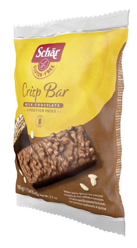 SCHAR CRISP BAR WAFERS CON NOCCIOLE RICOPERTI DI RISO SOFFIATO E CIOCCOLATO AL LATTE 3 PORZIONI DA 35 G - Farmacia Dott. Pasquale Russo