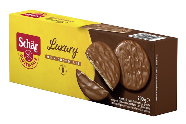 SCHAR LUXURY BISCOTTI DI PASTA FROLLA RICOPERTI DI CIOCCOLATO AL LATTE 200 G - Farmacia Dott. Pasquale Russo