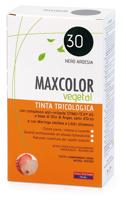MAXCOLOR VEGETAL TINTA TRICOLOGICA 30 NERO ARDESIA 140 ML - Farmacia Dott. Pasquale Russo