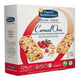 PIACERI MEDITERRANEI CEREALORO BARRETTA DI RISO CON MAIS E MIRTILLI ROSSI 6 PEZZI DA 21,5 G - Farmacia Dott. Pasquale Russo