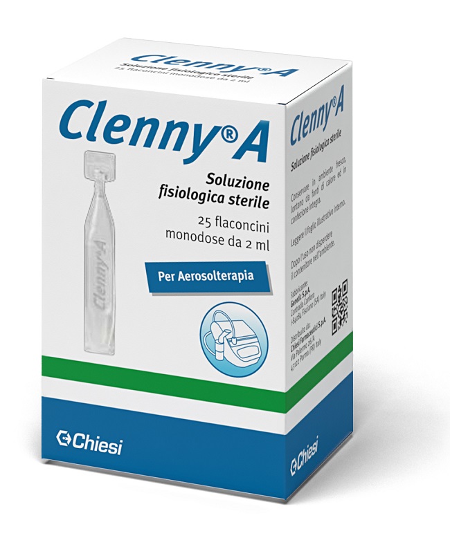 CLENNY A SOLUZIONE FISIOLOGICA STERILE PER AEROSOLTERAPIA 25 FLACONCINI MONODOSE DA 2 ML - Farmacia Dott. Pasquale Russo