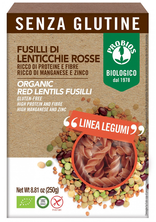 SPECIALITA' 100% LEGUMI FUSILLI LENTICCHIE ROSSE 250 G - Farmacia Dott. Pasquale Russo