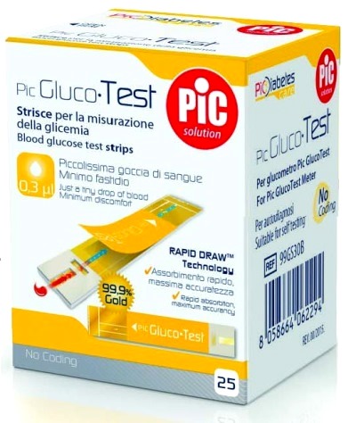 STRISCE MISURAZIONE GLICEMIA PIC GLUCOTEST 25 PEZZI - Farmacia Dott. Pasquale Russo