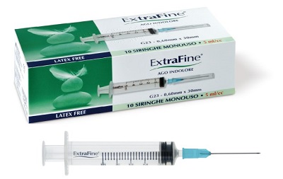 SIRINGA EXTRAFINE 5 ML GAUGE 23 0,60X30MM 10 PEZZI - Farmacia Dott. Pasquale Russo