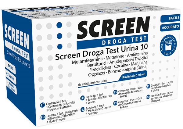 SCREEN DROGA TEST 10 DROGHE TEST ANTIDROGA CON CONTENITORE URINA - Farmacia Dott. Pasquale Russo