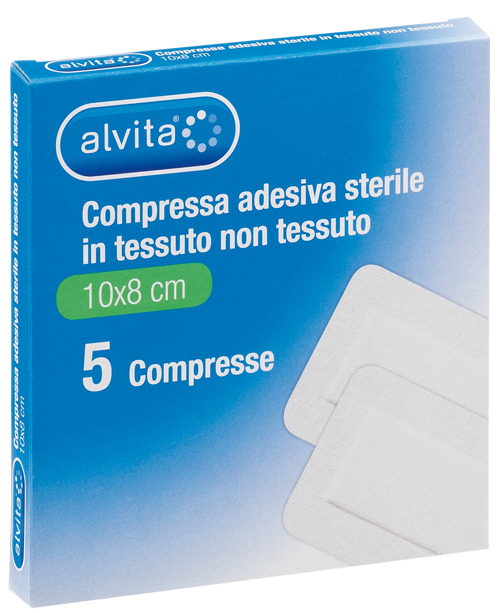 ALVITA GARZA COMPRESSA AUTOADESIVA IN TNT 10X8CM 5 PEZZI - Farmacia Dott. Pasquale Russo