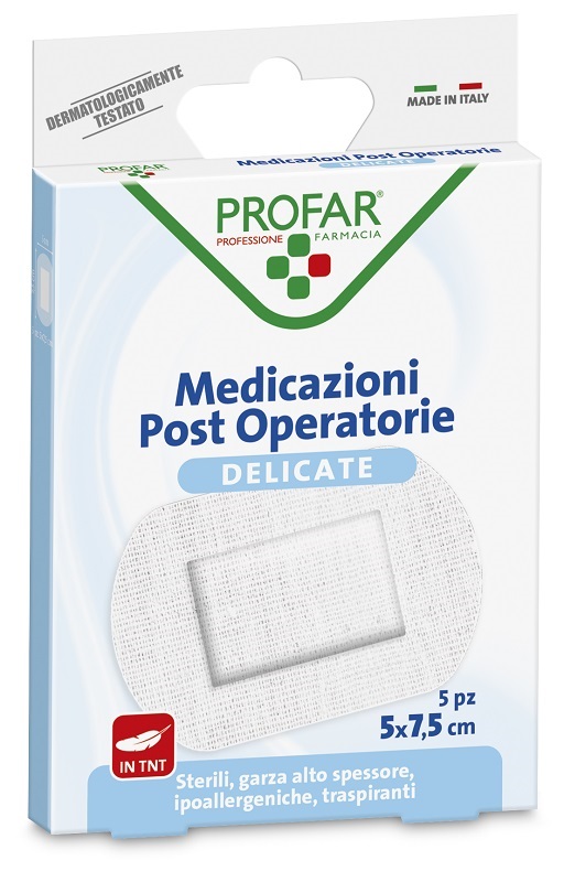MEDICAZIONE POST OPERATORIA STERILE GARZA ANTIADERENTE 5X7,5 CM 5 PEZZI PROFAR - Farmacia Dott. Pasquale Russo