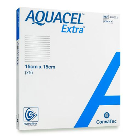 MEDICAZIONE IN TECNOLOGIA HYDROFIBER IN CARBOSSIMETILCELLULOSA SODICA E CELLULOSA RIGENERATA AQUACEL EXTRA 15X15 CM 5 PEZZI - Farmacia Dott. Pasquale Russo