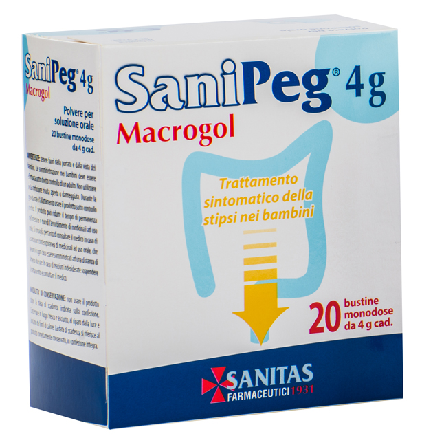SANIPEG MACROGOL POLVERE PER SOLUZIONE ORALE 20 BUSTINE DA 4 G - Farmacia Dott. Pasquale Russo