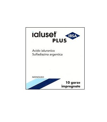 GARZA IALUSET PLUS IMPREGNATA DI CREMA DI ACIDO IALURONICO 0,05%, DI SULFADIAZINA ARGENTICA 1%, MACROGOL, GLICEROLO E ACQUA 10 X 10 CM 10 PEZZI - Farmacia Dott. Pasquale Russo