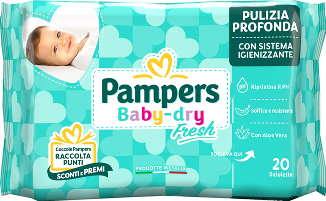SALVIETTINE UMIDIFICATE PAMPERS BABY FRESH 30% + CONSISTENTE 20 PEZZI - Farmacia Dott. Pasquale Russo
