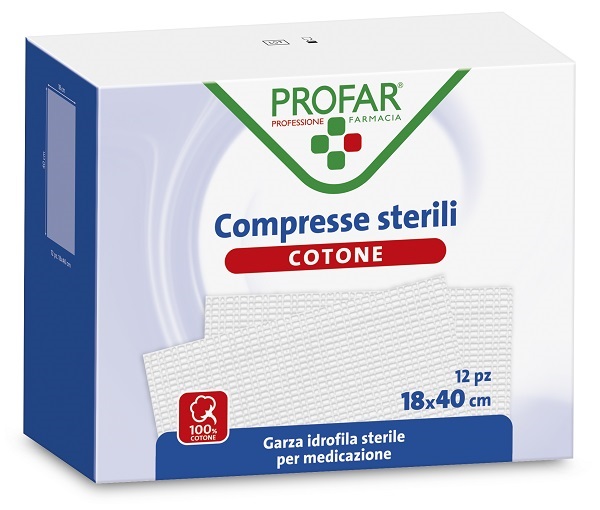 GARZA IDROFILA PROFAR COMPRESSA STERILE 18X40 CM 12 PEZZI - Farmacia Dott. Pasquale Russo