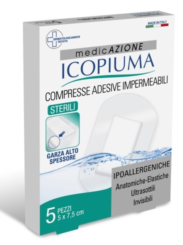 ICOPIUMA GARZA COMPRESSA MEDICATA POSTOPERATORIA 5X7,5 CM 5 PEZZI - Farmacia Dott. Pasquale Russo