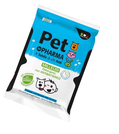 PET IN PHARMA SALVIETTE UMIDIFICATE IGIENIZZANTI CON ANTIBATTERICO PER ADULTI E BAMBINI 20 PEZZI - Farmacia Dott. Pasquale Russo